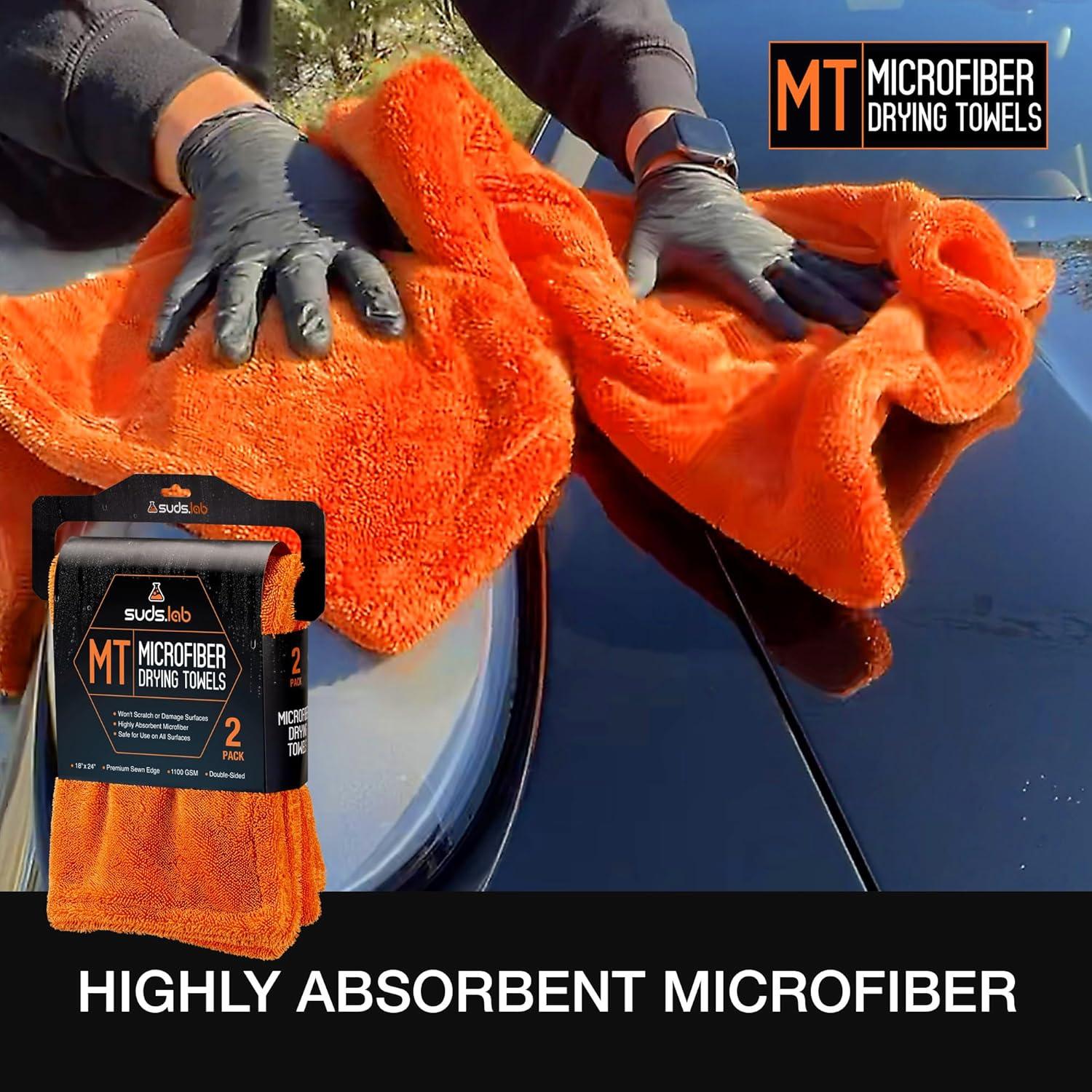 image:imageSuds Lab Premium Microfiber Detailing Towels UltraSoft LintFree Cleaning Cloths for Car Home and Garage Perfect for Polishing Waxing and Dusting 18 x 24 Inches 2Pack2 Pack