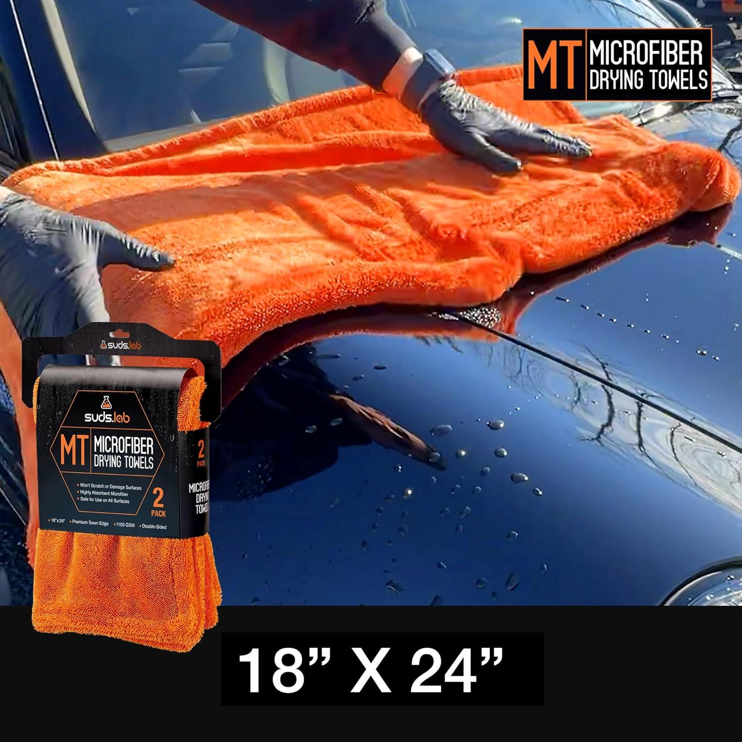 image:imageSuds Lab Premium Microfiber Detailing Towels UltraSoft LintFree Cleaning Cloths for Car Home and Garage Perfect for Polishing Waxing and Dusting 18 x 24 Inches 2Pack2 Pack