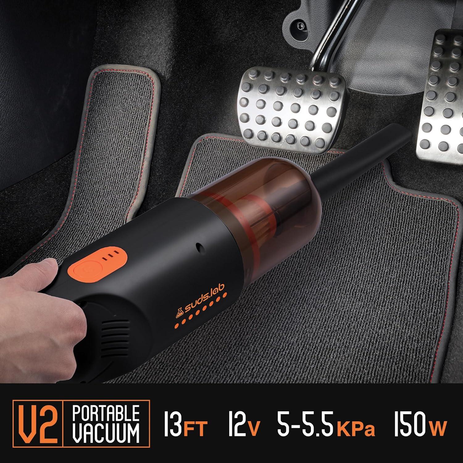 image:imageSuds Lab V2 Car Vacuum Cleaner Professional Deep Clean Kit Portable 12V DC High Power Handheld Vacuum with Attachments 3 Included amp Carry Bag Powerful Suction for Wet amp Dry Car Truck RV