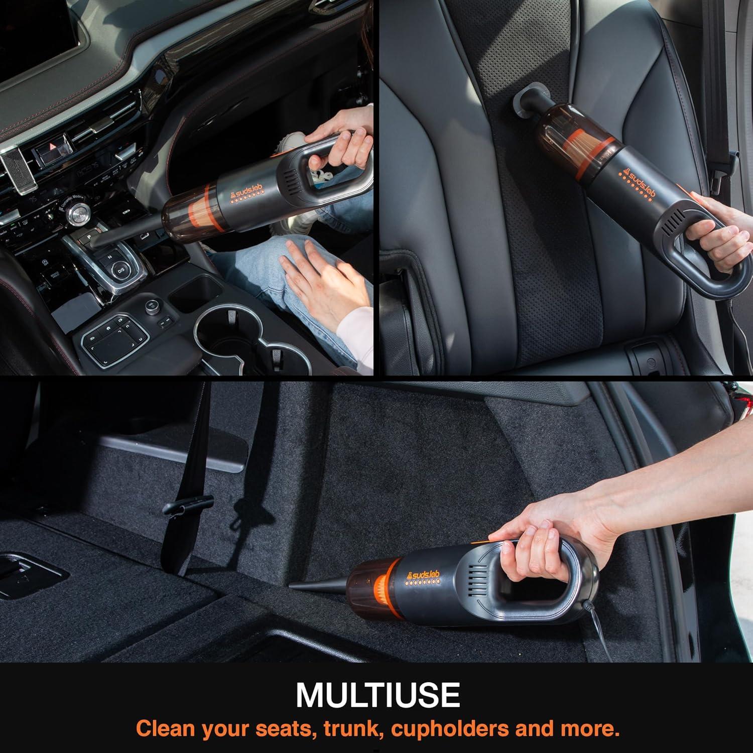 image:imageSuds Lab V2 Car Vacuum Cleaner Professional Deep Clean Kit Portable 12V DC High Power Handheld Vacuum with Attachments 3 Included amp Carry Bag Powerful Suction for Wet amp Dry Car Truck RV