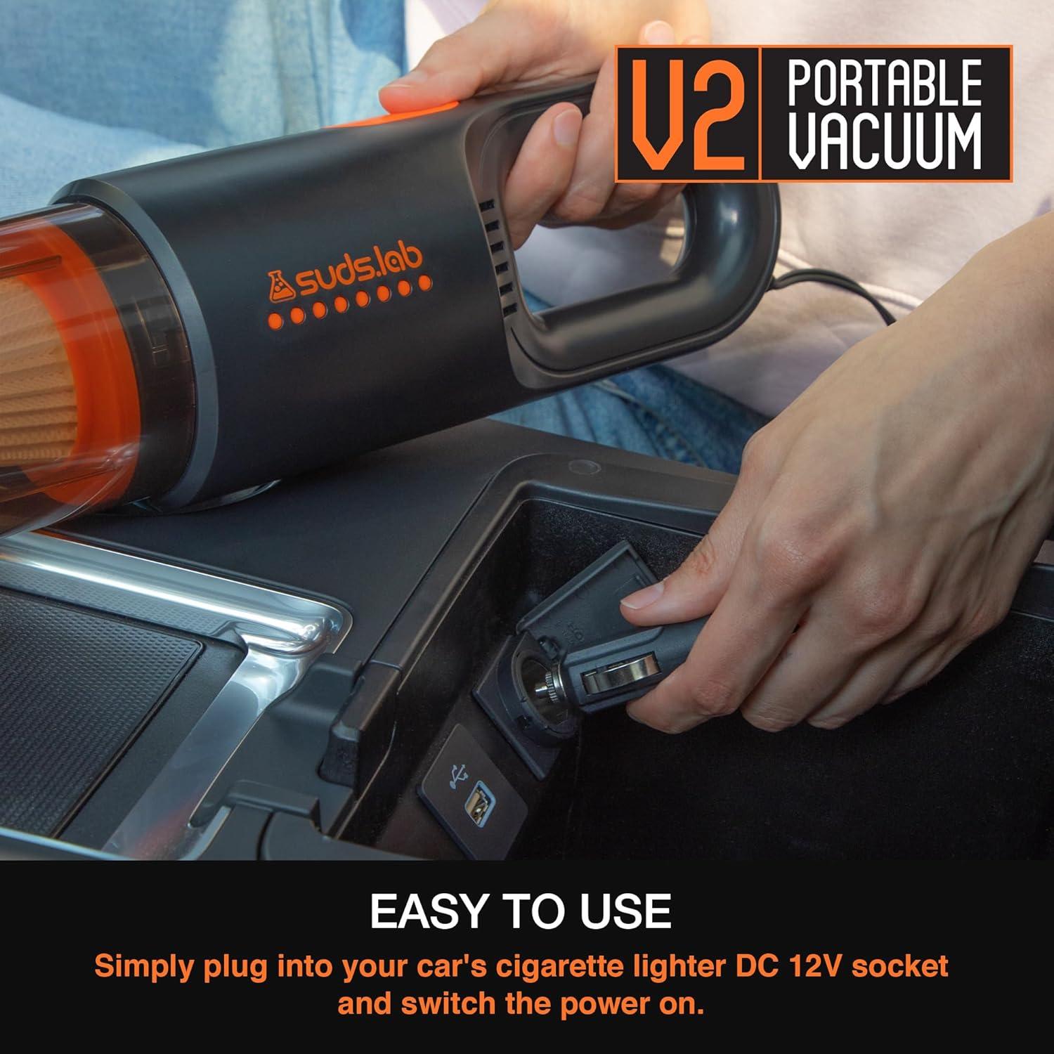 image:imageSuds Lab V2 Car Vacuum Cleaner Professional Deep Clean Kit Portable 12V DC High Power Handheld Vacuum with Attachments 3 Included amp Carry Bag Powerful Suction for Wet amp Dry Car Truck RV