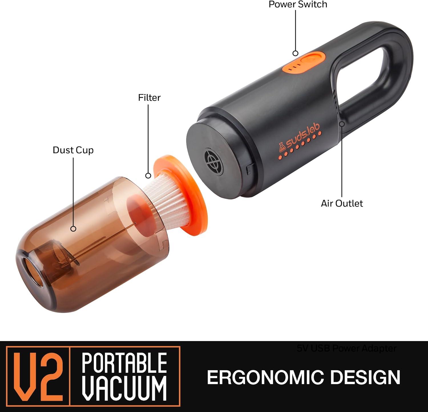 image:imageSuds Lab V2 Car Vacuum Cleaner Professional Deep Clean Kit Portable 12V DC High Power Handheld Vacuum with Attachments 3 Included amp Carry Bag Powerful Suction for Wet amp Dry Car Truck RV