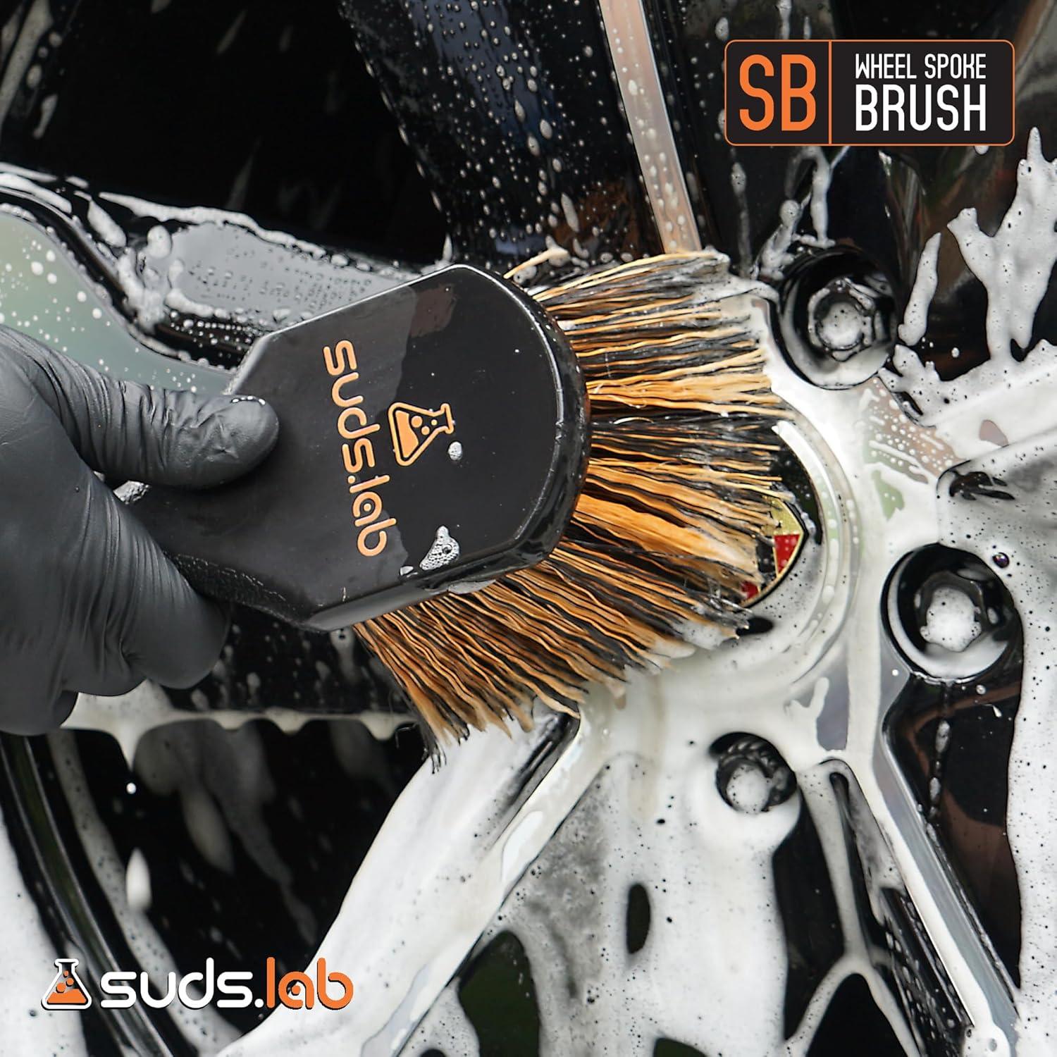 image:imageSuds Lab Wheel Spoke Brush Rubberized Handle Soft Bristle Car Detailing Wheel Brush Rim Wheel Dust Cleaner BrushPlastic Handle