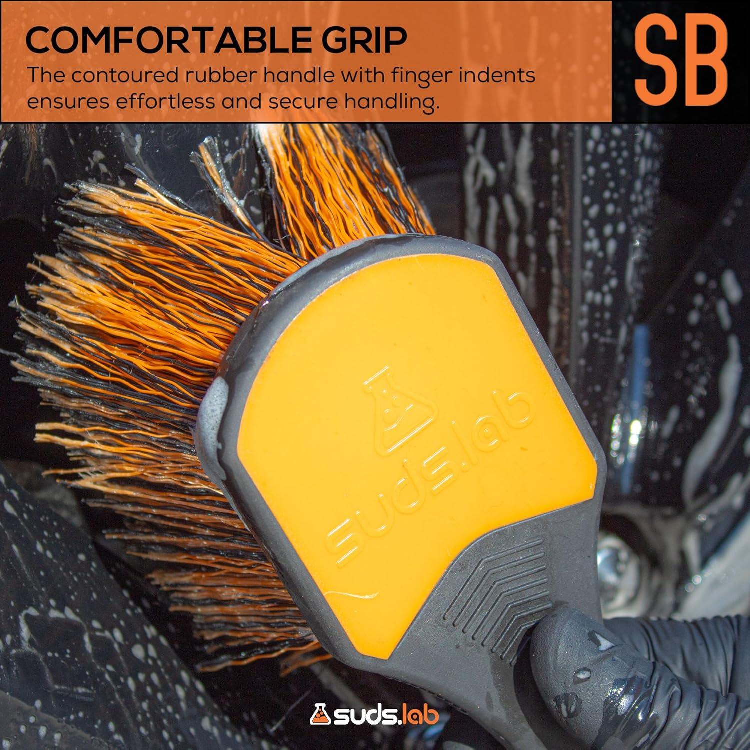 image:imageSuds Lab Wheel Spoke Brush Rubberized Handle Soft Bristle Car Detailing Wheel Brush Rim Wheel Dust Cleaner BrushRubberized Handle