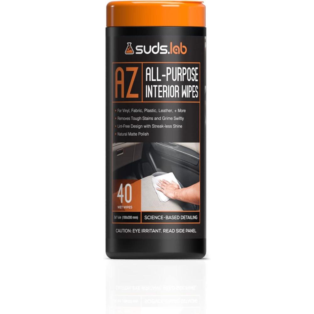image:imageSuds Lab AZ AllPurpose Vehicle Wipes Car Cleaning and Leather Wipes Interior Cleaner for Cars Truck and Motorcycle NonGreasy Finish 40 count