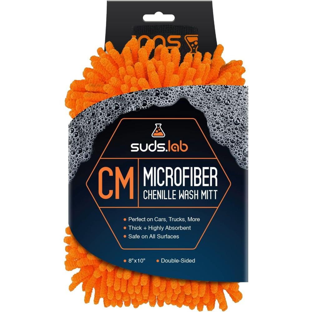 image:imageSuds Lab CM Chenille Microfiber Wash MItt Double Sided Car Wash Mitt Scratch Free On All Vehicle Surfaces 8 x 10