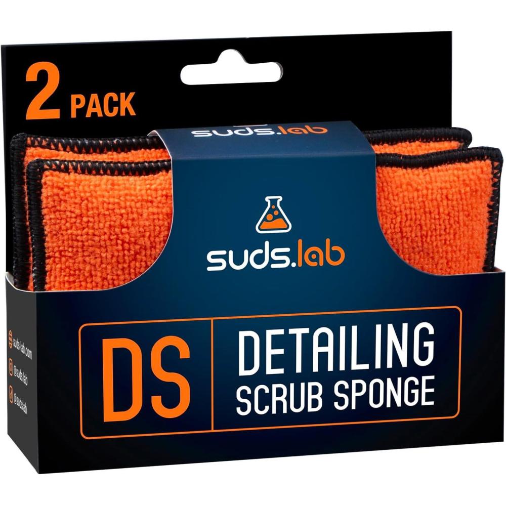 image:imageSuds Lab DS Detailing Scrub Sponge Microfiber Scrub Pad for Car Detailing Two Textures for Polishing amp Scrubbing Durable amp Absorbent MultiSurface Use Washable amp Reusable 6 Pack OrangeSet of 2