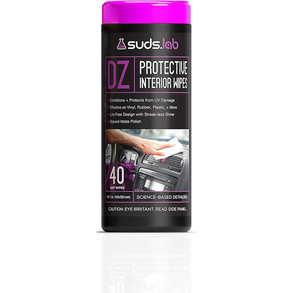 image:imageSuds Lab DZ Protective Interior Wipes Interior Shield Car Protectant Wipes Clean and Protect Automotive Surfaces from UV Damage Fading and Dust Buildup Natural Matte Polish 40 count
