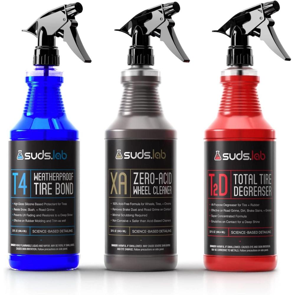 image:imageSuds Lab Full Service Detail Tire Kit with Tire and Rubber Degreaser ZeroAcid Wheel Cleaner and Weatherproof Tire and Trim Protectant