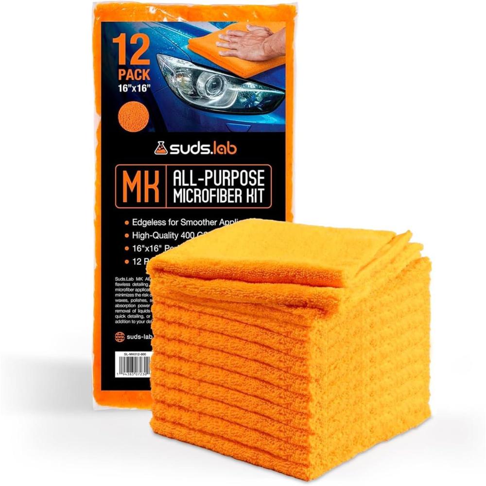 image:imageSuds Lab Premium Microfiber Towels for Car Detailing Cleaning Washing Polishing  16x16 UltraSoft Edgeless ScratchFree Cloth DualWeave Pack of 12