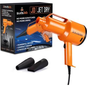 Suds Lab JD Jet Dry Car Drying Blower with 2 Nozzles & 20 ft Power Cord – 1.5 HP Powerful & Compact Car Dryer Air Blower for Removing Water, Dust & Debris