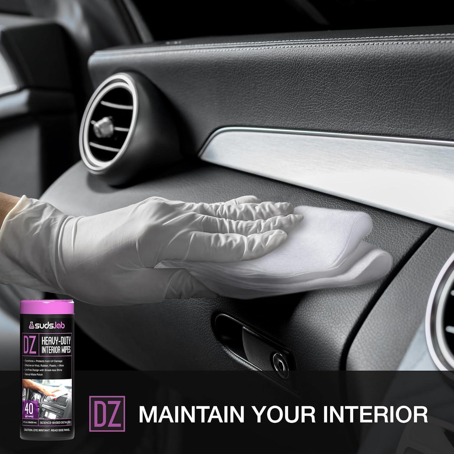 image:imageSuds Lab Car Wipes Interior Cleaning Bundle Pack of 4 AllPurpose Cleaner Protectant Leather Cleaner and Glass Cleaner Automotive Care 160 Wipes